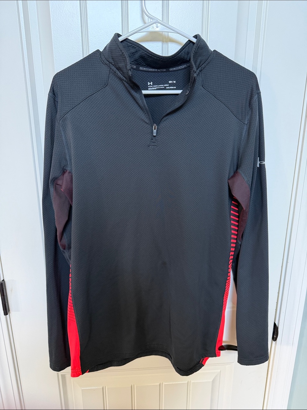 Under Armour Men's Black Quarter-Zip Lightweight Training Top with Red Panels